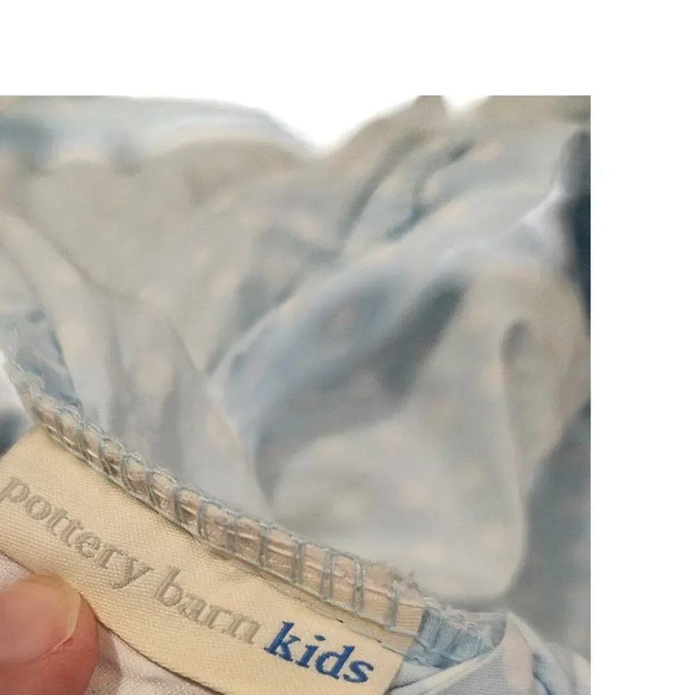 Pottery Barn Kids Cotton Light Blue Polka Dot Queen Duvet Cover Preppy